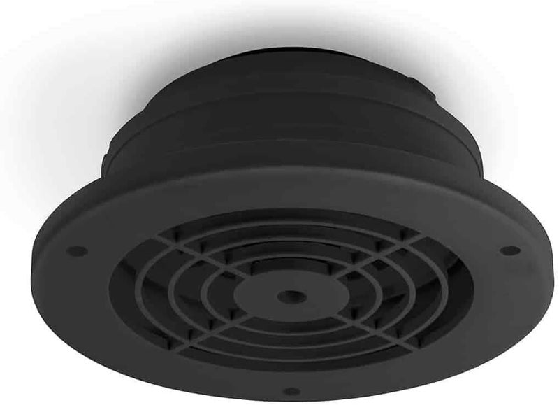 ZYKORNIUM فتحة تهوية soffit سوداء SEVBLKX 4"، 5"، 6" – توافق متعدد الأقطار للقنوات – ABS مقاوم للأشعة فوق البنفسجية – مزود بصمام عكسي مدمج – لتنفيس مروحة الحمام/المطبخ عبر soffit أو حافة السقف - Image 1